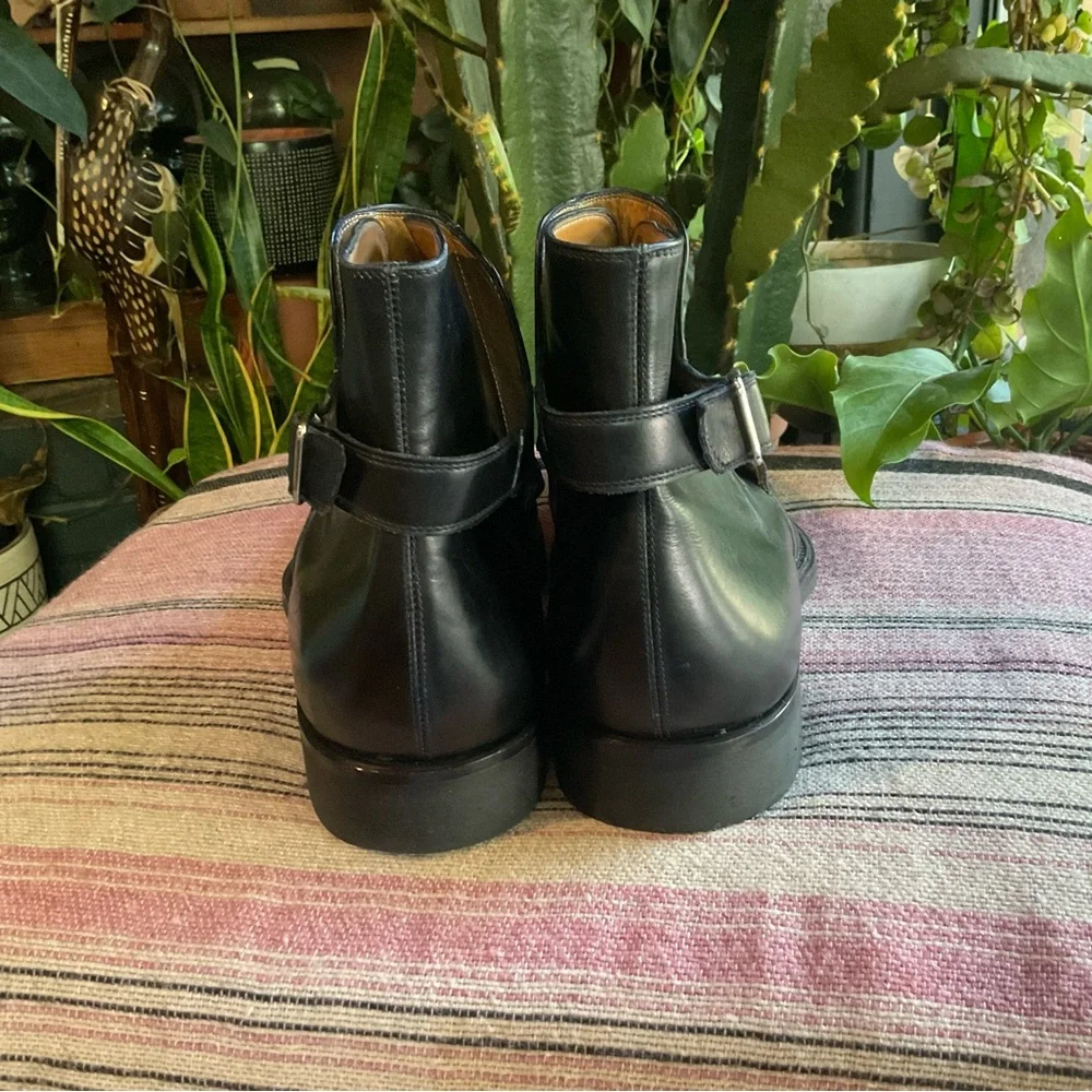 Men’s Custom Scarpe Di Bianco Monk Strap Chelsea Boots Black Leather